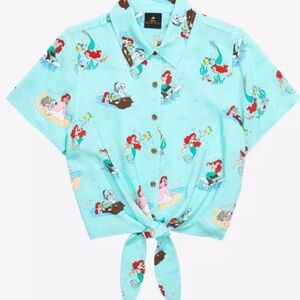Disney The Little Mermaid Ariel & Friends Scenic Women’s Tie-Front Woven Top